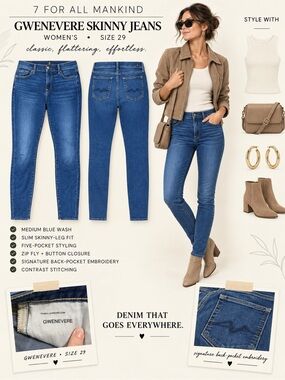 7 For All Mankind Gwenevere Skinny Jeans — Medium Blue